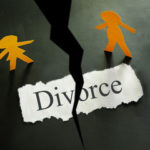 Floor cracked with divorce sign