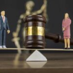 Divorce Concept , Gavel , Seesaw Scales , Woman and Man